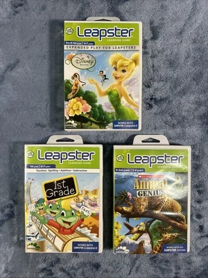 LeapFrog Leapster Game Lot Disney Fairies Animal Genius 1st Grade with Manuals - Image 1 of 4