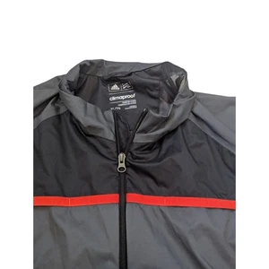 Adidas ClimaProof Jacket Mens XL Full Zip Gray Black Red Lightweight Coat - Picture 1 of 13