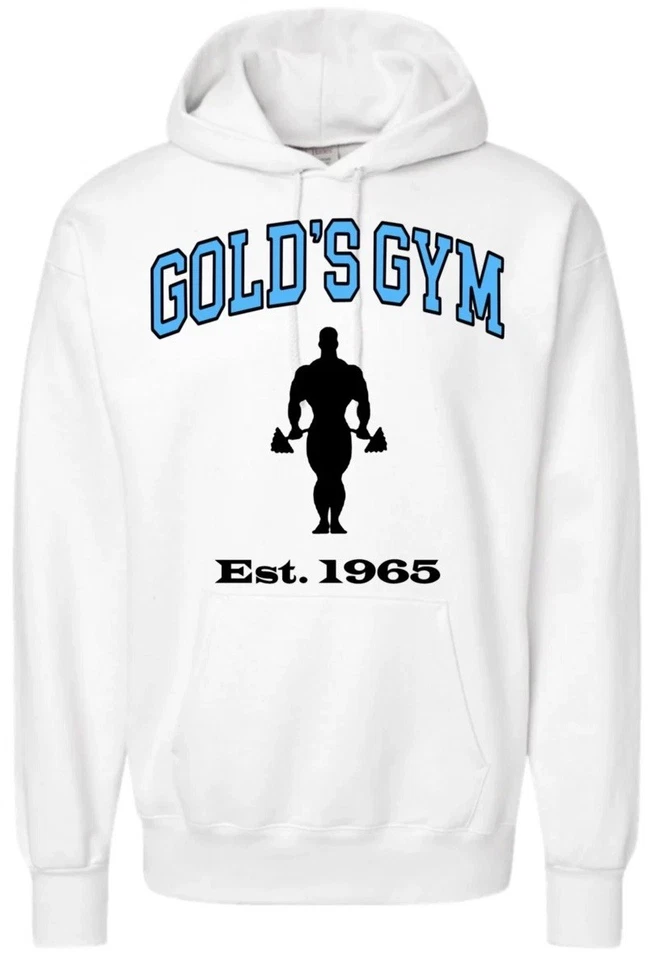 Vintage 80s Golds Gym Logo White Blue Graphics Sweatshirt Men/Adult XL - Image 1 of 1