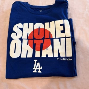 Men's L/G Fanatics Los Angeles Dodgers Shohei Ohtani Japan Flag Blue T-Shirt MLB - Picture 1 of 5