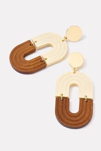 Pendientes EVEREVE Wesley oro/marfil/marrón nuevos con etiquetas $38 - Imagen 1 de 1