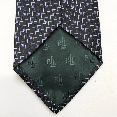 Lauren Ralph Lauren Made In USA Mens Neck Tie 100% Silk Purple Black Classic - Image 1 of 4