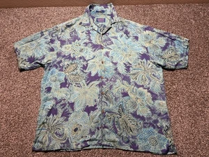 Pendleton Silk Shirt Large Floral Hawaiian Floral Paisley Print Travel - Picture 1 of 9