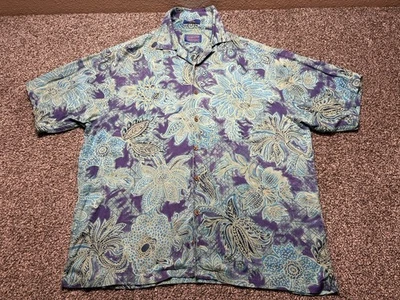Pendleton Silk Shirt Large Floral Hawaiian Floral Paisley Print Travel - Image 1 of 4