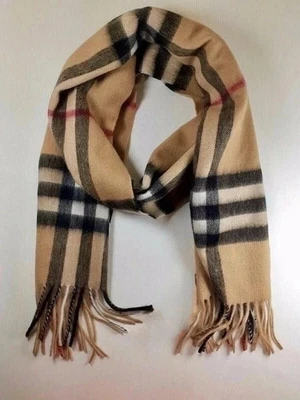 Burberry Scarf 100% Cashmere Check Plaid 80''x12'' Scotland Unisex New with tag - Image 1 of 4