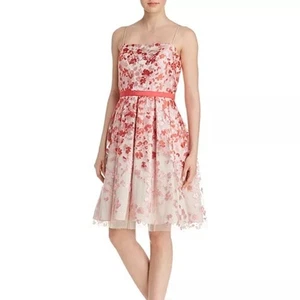 NWT Eliza J Floral Organza Dress Red & Pink Sleeveless Formal Wedding Size 6 - Picture 1 of 12