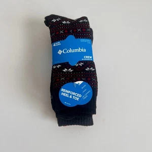 New Columbia Womens Crew Socks 4 Pair Pack Black Red Patterned Fair Isle Sz 4-10 - Picture 1 of 6