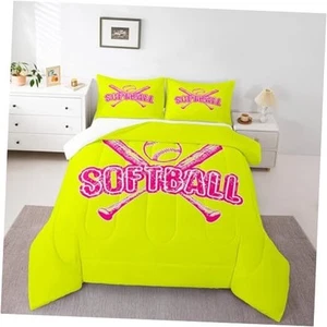 Softball Comforter Set,Ball Games Theme Bedding Set for Kids Twin Softball 02 - Picture 1 of 7