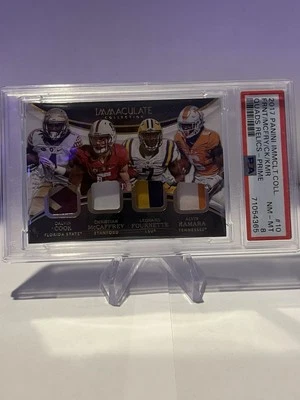 2017 Immaculate Kamara Cook Christian McCaffrey Fournette Jersey RC #/25 PSA 8 - Image 1 of 2