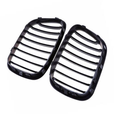 Gloss Black Front Bumper Hood Kidney Grille Grills for BMW X5 E53 2000-2003 ST - Image 1 of 4