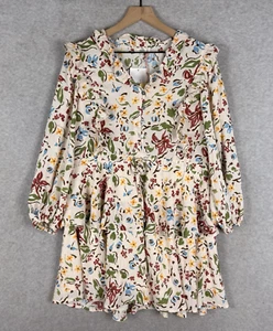 Entro Dress Women Small Beige Floral Party Wedding Garden Romantic Cottage NEW - Picture 1 of 13