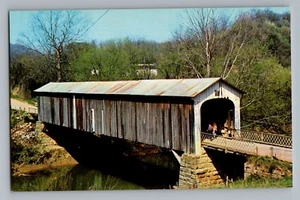 Marietta Ohio Cow Run Covered Bridge Little Muskingum River Postkarte 1950er - Bild 1 von 2