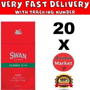 Swan Slim 6 mm Red Filters For Rolling Cigarette 20 Packs x 102=2040 Filter Tips