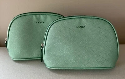 2 x Bolsa de Viagem La Mer Maquiagem Cosméticos Verde Claro Metálica NOVA - Imagem 1 de 4