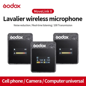 US Godox MoveLink II M2 Kit Wireless Microphone Camera Mobile Phone Radio Collar - Picture 1 of 14