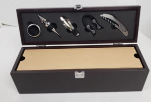 Matte Black Finish Single Wine Box w/Tools 14" x 5" x 4.5" - Picture 1 of 9