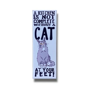 Calamita cucina gatto grigio Tabby ritratto animale domestico decorazione regalo 1,5x4,5" fatta a mano - Foto 1 di 7