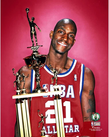 Kevin Garnett Minn Timberwolves UnSigned 2003 ASG Portrait w/MVP Trophy Photo Cover