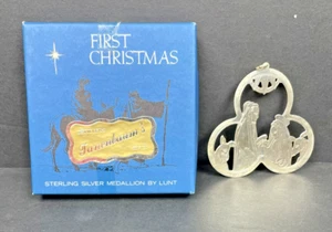 LUNT Primera Navidad 1975 Plata Esterlina Belén Adorno Caja Manga Antipolvo De Colección - Imagen 1 de 5