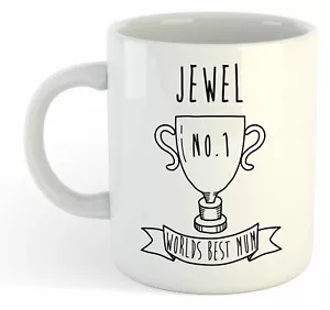 Jewel - World Best Mum Trophy Mug - For Mothers Day Gift, Personalised, Name - Picture 1 of 1