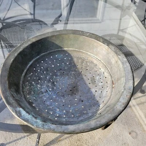 Antique French hand forged Early 19th Century Copper Brass Rice Strainer - Picture 1 of 20