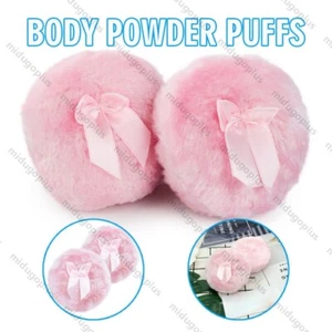 2pcs 4 Inch Large Kids Body Powder Puff Soft Plush Puff with Ribbon Handle - Picture 1 of 8