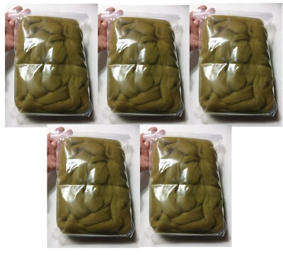 HR085-500 MOREZMORE OLIVE GREEN 500g 100% Merino Wool Roving Needle Felting - Image 1 of 4