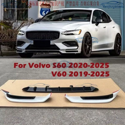 For Volvo S60 2020-2025 V60 2019-2025 Unpainted Front Bumper Lip Body Spoiler 3P Foto 1 de 4