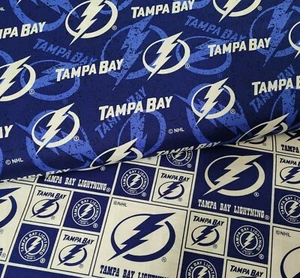 Tela de algodón Tampa Bay Lightning - ELIGE IMPRESIÓN - Material NHL por 1/4,1/2, yarda - Imagen 1 de 3
