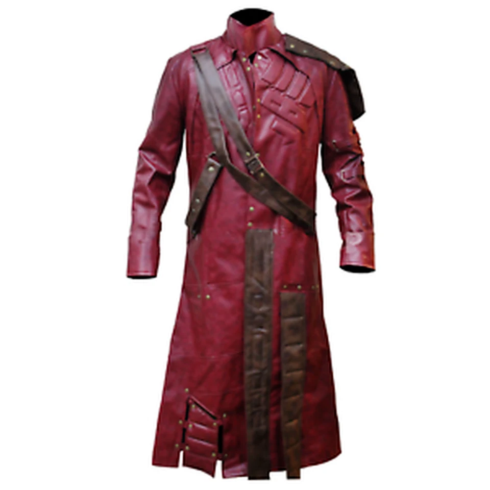 Abrigo largo de cuero de trinchera de Guardianes de la Galaxia Star Lord Peter Quill Foto 1 de 4