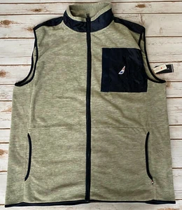 NAUTICA COLORBLOCKED OUTERWEAR FLEECE MIXED MEDIA VEST MENS XL NEW $98 - Picture 1 of 7