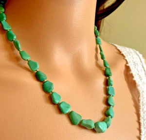 Chinese Export Natural Turquoise Hand-knoted Necklace Sterling Silver Filigree - Picture 1 of 6