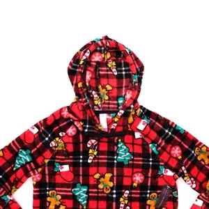 NO BOUNDARIES GIRLS 3-5 SMALL PLAID HOLIDA CHRISTMAS HOODIE PULLOVER SWEATER RED - Picture 1 of 9