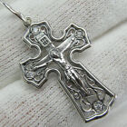 925 Sterling Silver Cross Pendant Crucifix Filigree Openwork Oxidized Stones
