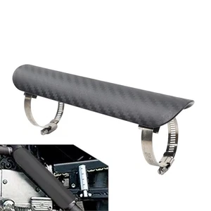 Auspuff Schalldämpfer Rohr Hitzeschild Abdeckung Ferse Schwarz + Silber - Picture 1 of 12