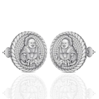 Big 24mm Authentic VVS1/D Moissanite Meditating Buddha Studs Earrings Screw Back - Image 1 of 3
