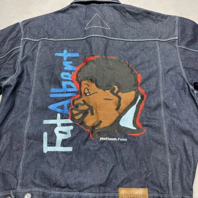 Vintage Men's Platinum Fubu Blue Jean Fat Albert Embroidered Denim Jacket - XXL - Image 1 of 4