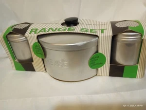 Chilton Aluminum Range Set Grease Can Salt & Pepper Shakers Original Carton 3 Pc - Picture 1 of 11