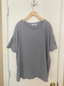 We The Free Shirt Women Blue Free People Nina Tee Seams Raw Edges Oversized L - Picture 1 of 8