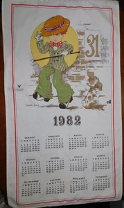Vintage Eli Sarah Kay Cotton Calendar Kitchen Tea Towel 1982 in Italian - Picture 1 of 5