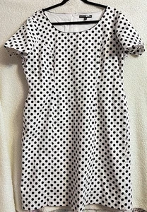 Preston & York schwarz & weiß gepunktetes Rockabilly Kleid Gr. 18 Midi gefüttert neu ohne Etikett - Bild 1 von 7