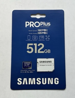 Samsung Pro Plus MicroSDXC Memory Card with SD Adapter (MB-MD512KA/AM) - Image 1 of 2
