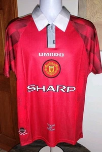 NWT Umbro Manchester United 1996-98 UCL Home Patch Jersey Shirt No 7 Cantona M - Picture 1 of 16