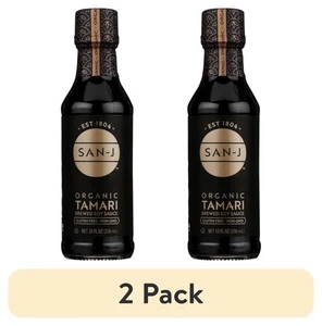 2 pack San J Tamari Soy Sauce Organic 10 Fl oz, in a Glass Bottle. - Picture 1 of 4