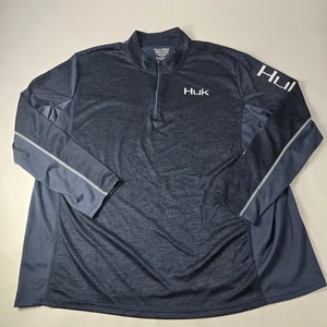 HUK Performance L/ S Mens 3XL Blue Aqua Fishing 1/4 Zip Stretch - Picture 1 of 11