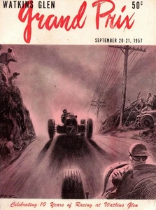 WATKINS GLEN 1957 GRAND PRIX PROGRAM, 10th Anniversary Race, Entrants List, Ads - Picture 1 of 9