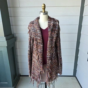 Cárdigan Le Moda Flecos Frontales Abiertos Multicolor Tejido Suéter Chaqueta Talla L - Imagen 1 de 8