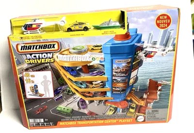 Matchbox Action Drivers Transportation Center Playset With Helicopter Boat-TAXI - Image 1 of 4