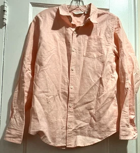 Janie and Jack boys pink long sleeve linen button up shirt Sz 16 NWOT - Picture 1 of 6