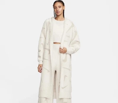 Nike Phoenix Cozy Bouclé Long Knit Cardigan Cream FD4282 105 Women's Small - Image 1 of 4